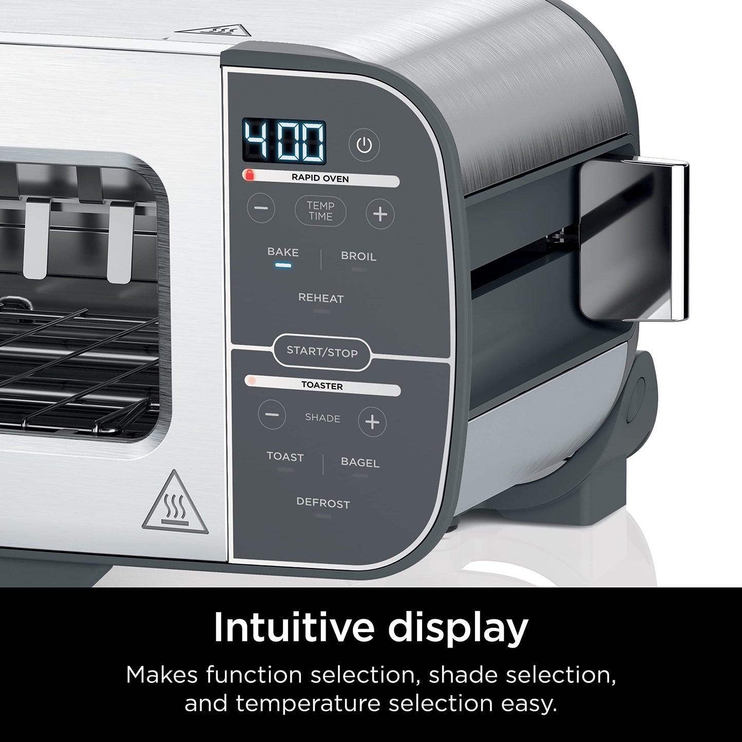 Ninja ST101 Foodi 2-in-1 Flip Toaster, 2-Slice Capacity, Compact Toaster Oven, Snack Maker, Reheat, Defrost, 1500 Watts, Stainless Steel, 6 Functions