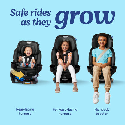 Graco Turn2Me 3-in-1 Convertible Car Seat, Rotating Seat feature, with Rear-Facing, Forward-Facing and Highback Booster options in Cambridge
