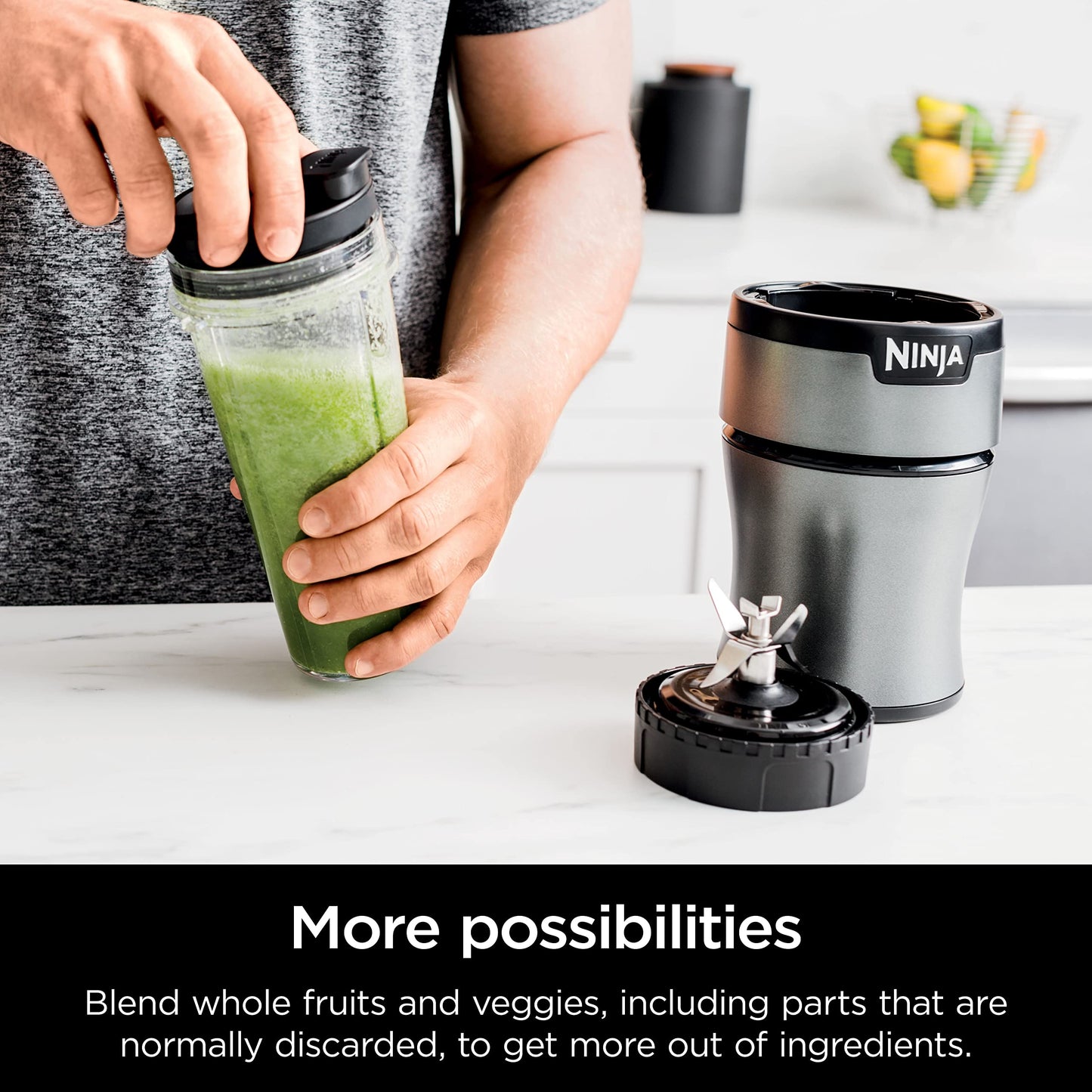 Ninja BN300C, Personal Nutri-Blender With Ice-Crushing Technology, Black/Silver, 700W