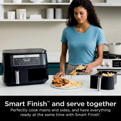 Ninja Foodi DZ090C 5-in-1, 6-qt. 2-Basket Air Fryer with DualZone Technology, Black