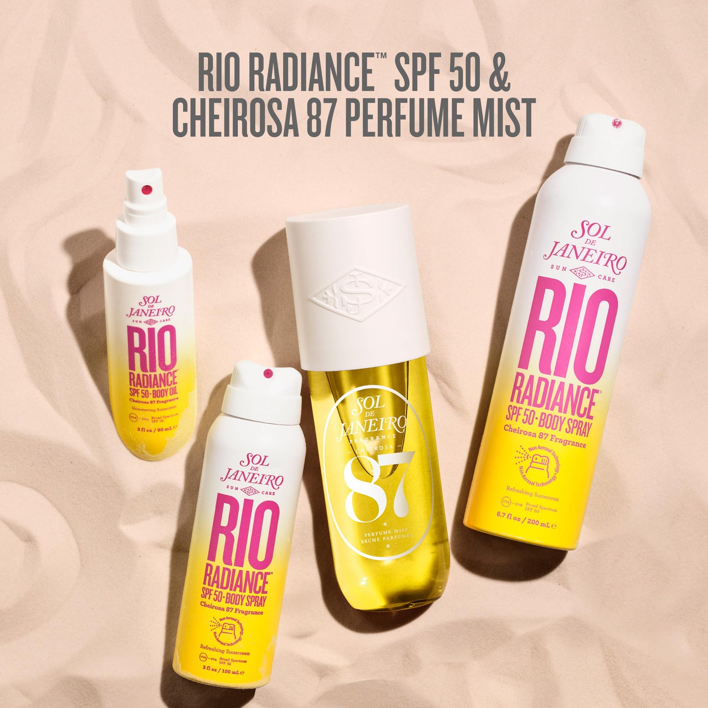 Sol de Janeiro Rio Radiance SPF 50 Travel Duo | TSA Friendly | Spray Sunscreen and Shimmering Body Oil, Amazon Exclusive