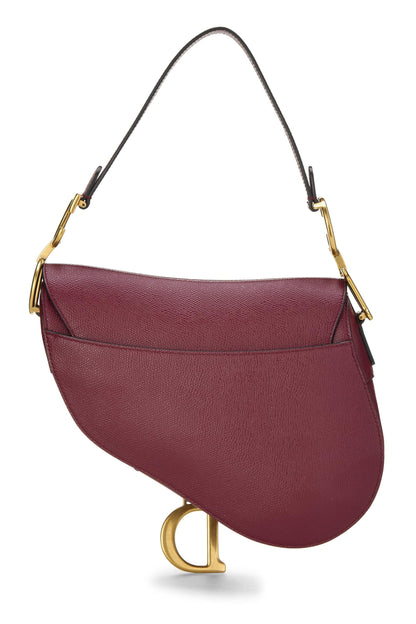 Dior, Pre-Loved Burgundy Leather Calfskin Saddle Bag NM, Burgundy