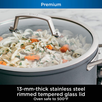 Ninja C30830 Foodi NeverStick Premium 12-Inch Everyday Pan with Glass Lid, Hard-Anodized, Nonstick, Durable & Oven Safe to 500°F, Slate Grey