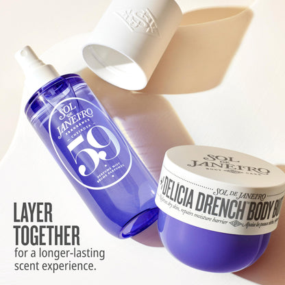 Sol de Janeiro Deeply Moisturizing Trio - Delicia Drench Shower Oil, Delicia Drench Body Butter, & Cheirosa 59 Perfume Mist, Amazon Exclusive