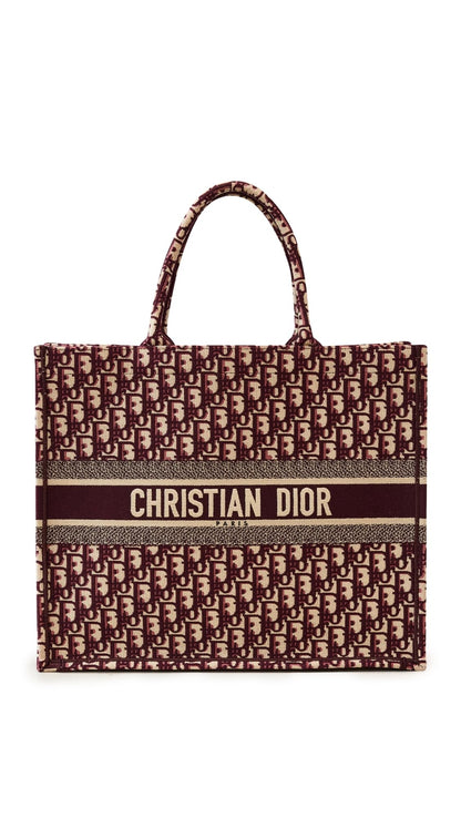 Dior Women's Pre-Loved Large Book Tote, Oblique, Red, One Size