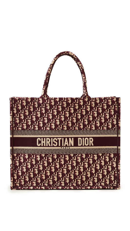 Dior Women's Pre-Loved Large Book Tote, Oblique, Red, One Size