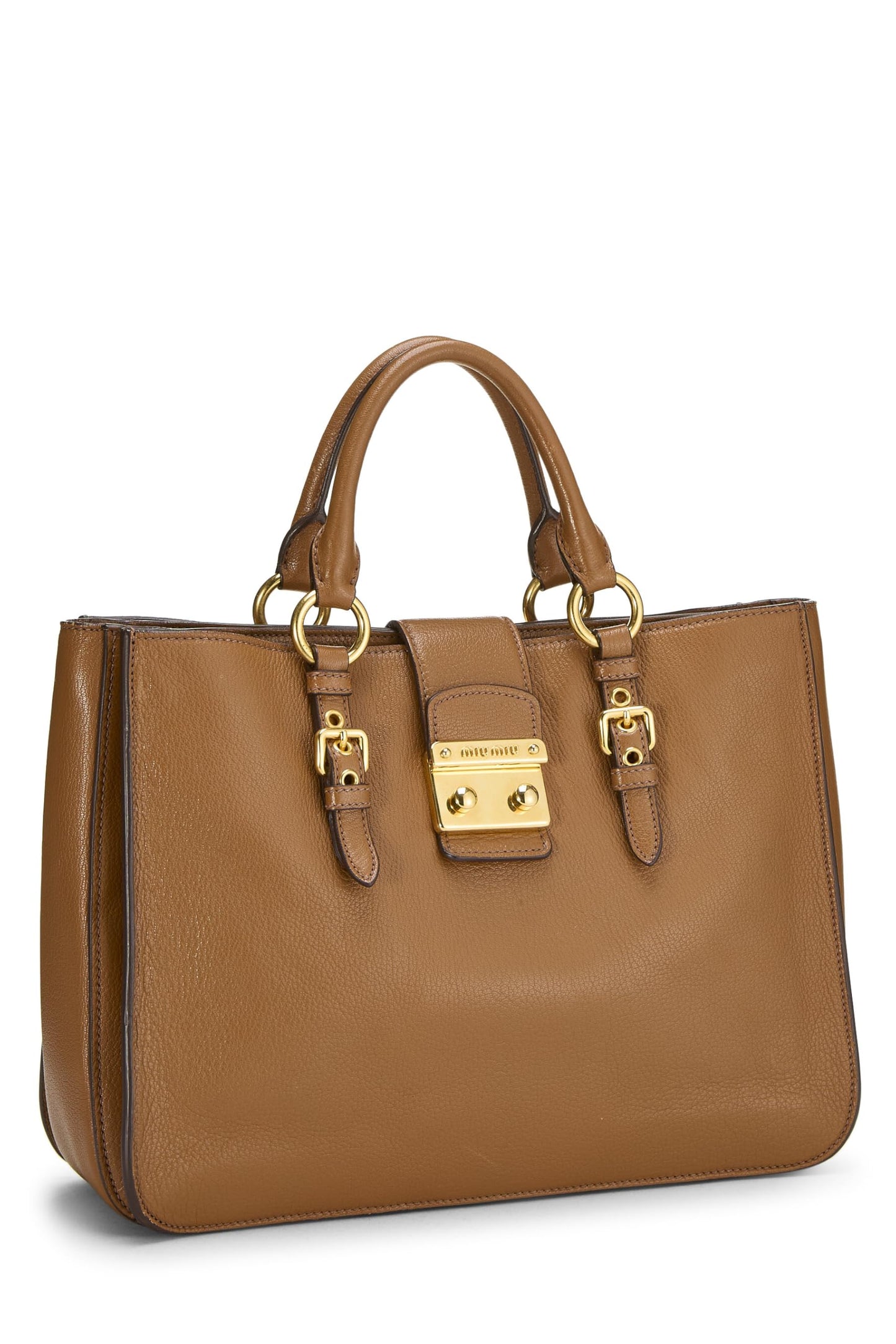Miu Miu, Pre-Loved Brown Calfskin Convertible Handbag, Brown