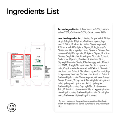 Anua Heartleaf Silky Moisture Mild Sunscreen, Broad Spectrum SPF 50+ with Moisturizing Formula, Lightweight Korean Sunscreen, Natural finish, Vegan, korean skin care 50ml / 1.69 fl. oz.