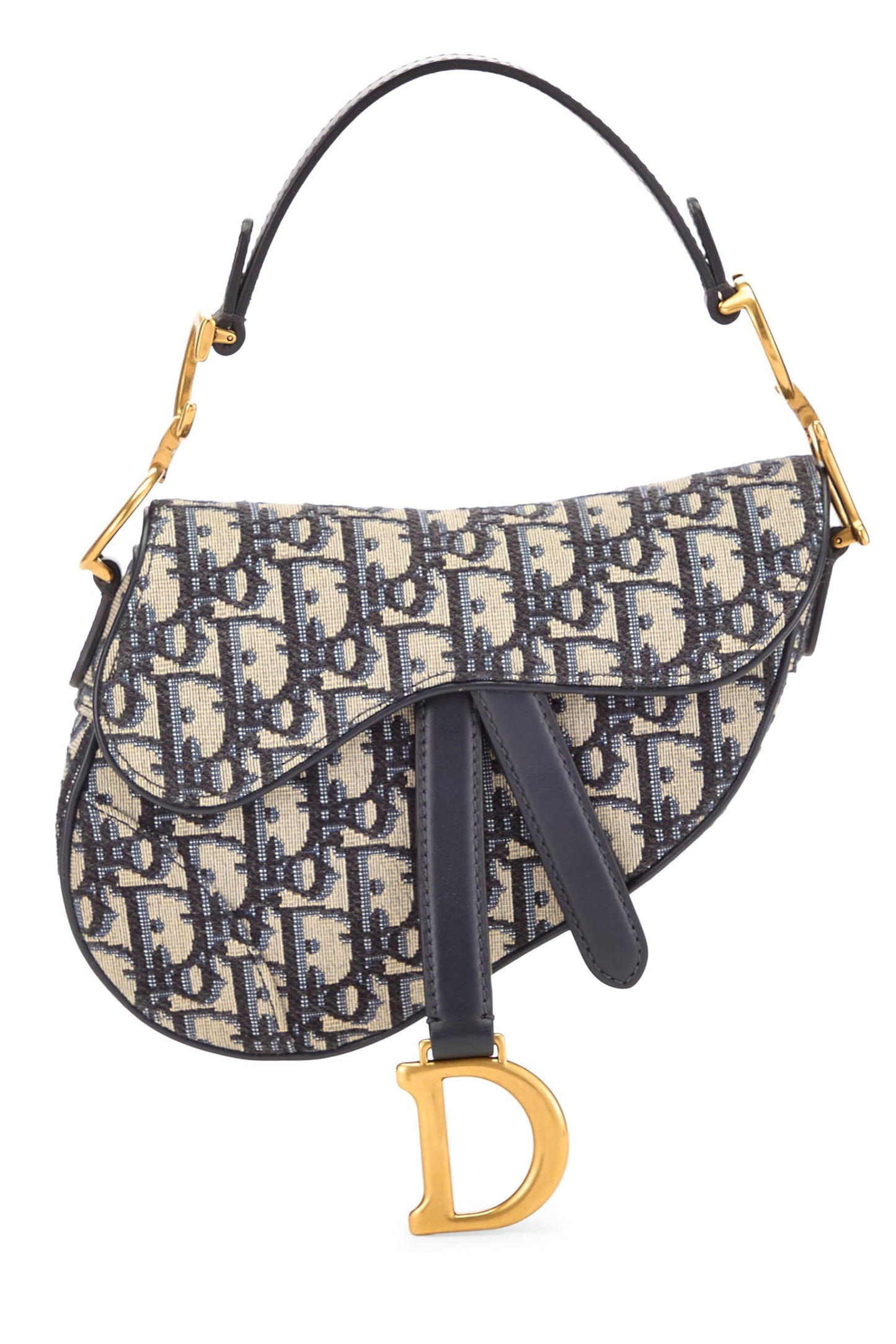 Dior, Pre-Loved Navy Oblique Saddle Bag Mini NM, Navy