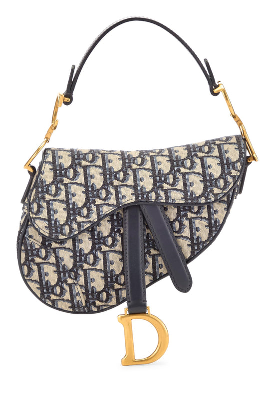 Dior, Pre-Loved Navy Oblique Saddle Bag Mini NM, Navy