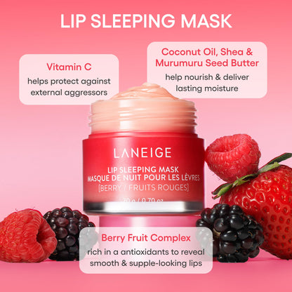LANEIGE Day & Night Berry Lip Duo: Lip Sleeping Mask and Lip Glowy Balm with Vitamin C, Shea & Murumuru Butter for Hydrating Dry, Flaky Lips