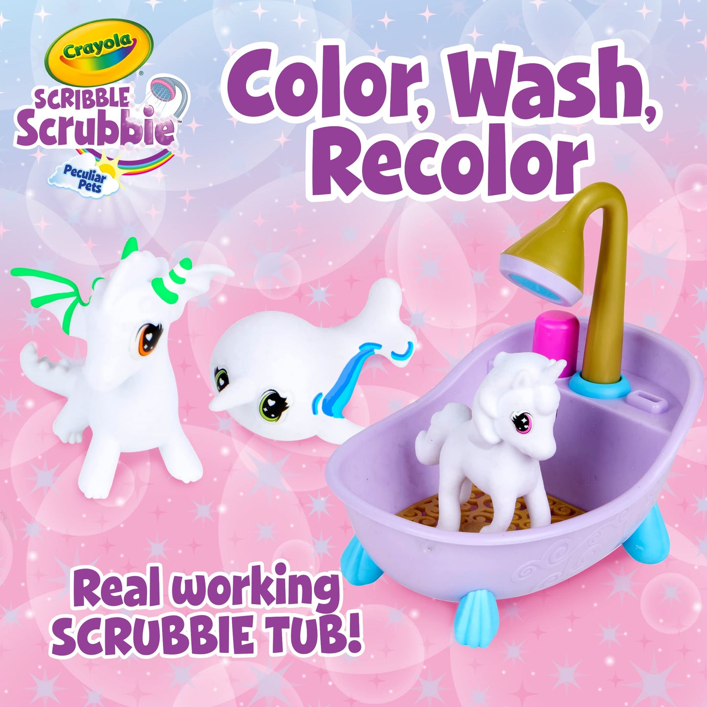 Crayola Scribble Scrubbie Peculiar Pets, Washable Pet Grooming Toy Set for Kids, Arts & Crafts Animal Toys, Gifts for Girls & Boys, Ages 3+
