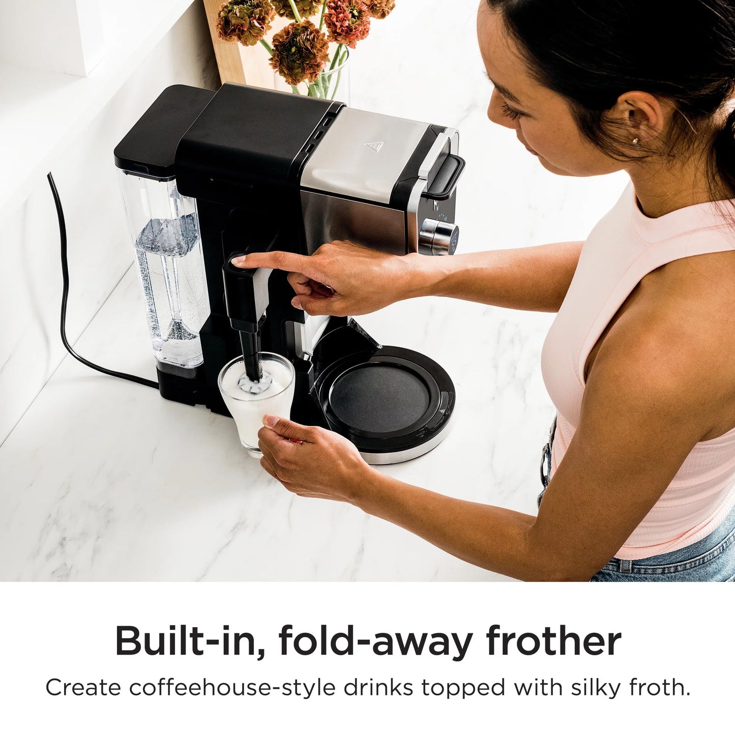 Ninja R-CFP300 DualBrew Pro Specialty 12-Cup Coffee Maker with Glass Carafe, K-Cup, 4 Brew Styles, Built-In Frother, Black - Certified Refurbished