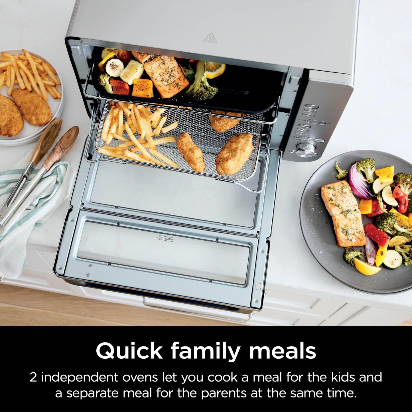 Ninja Countertop Oven Double Stack XL & Air Fryer with Pro Cook System, 12-in-1, Flexdoor, FlavorSeal, SMART FINISH with DualZone Technology, Air Fryer, Bake, Broil, Reheat, Stainless Steel, DCT651 (Renewed)