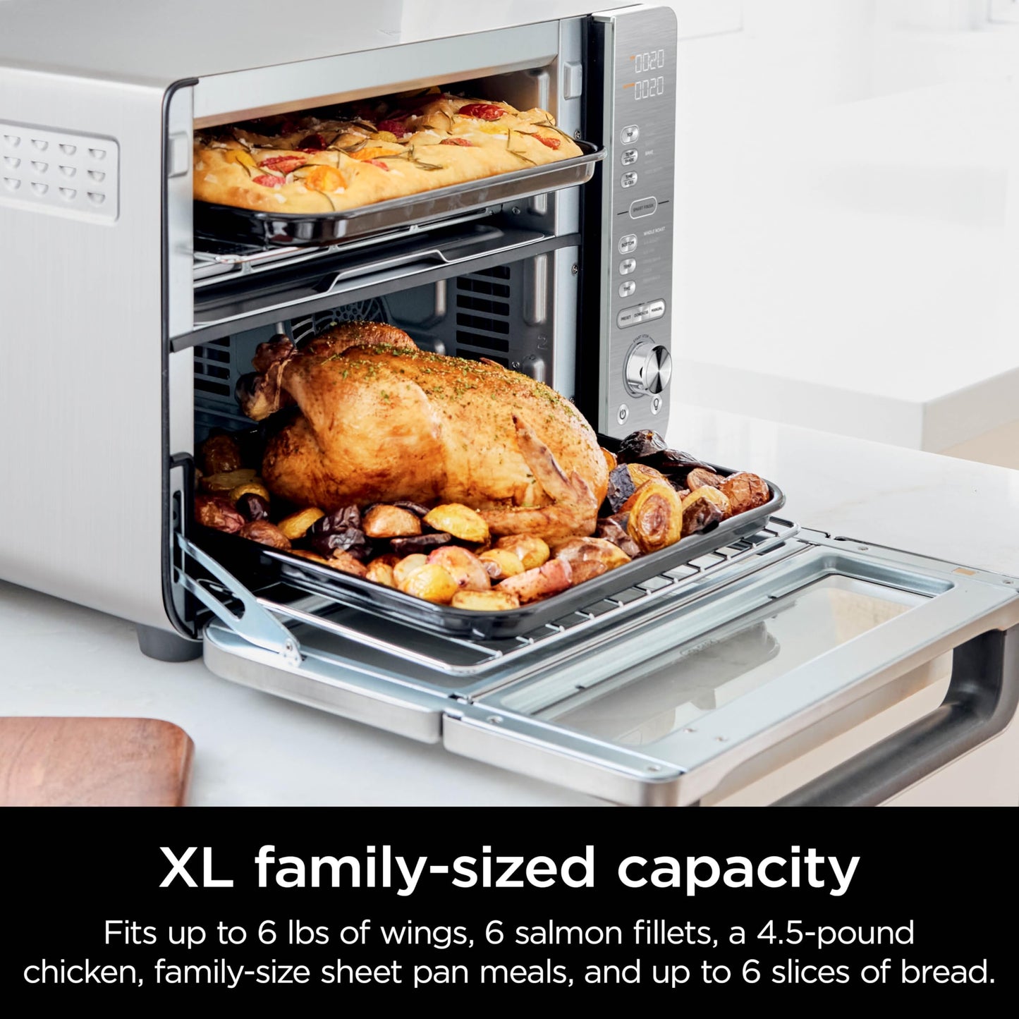 Ninja Countertop Oven Double Stack XL & Air Fryer with Pro Cook System, 12-in-1, Flexdoor, FlavorSeal, SMART FINISH with DualZone Technology, Air Fryer, Bake, Broil, Reheat, Stainless Steel, DCT651 (Renewed)