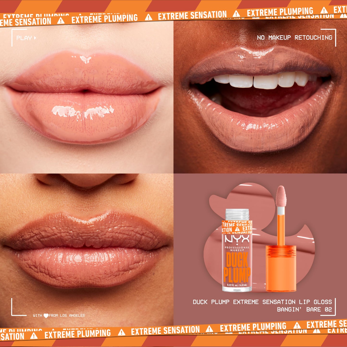 NYX PROFESSIONAL MAKEUP Duck Plump High Pigment Lip Gloss, Lip Plumper Gloss with Spicy Ginger - Bangin Bare