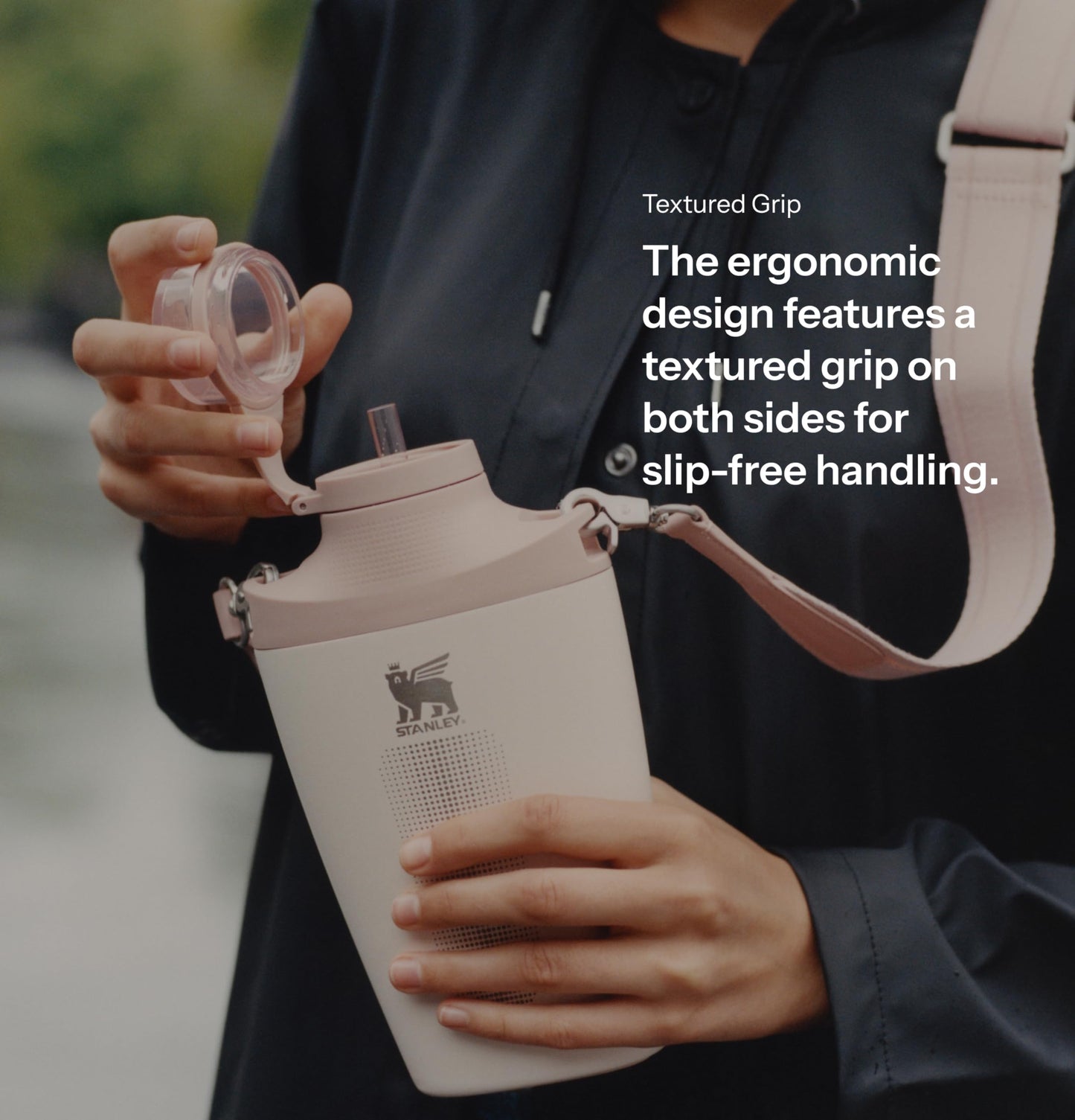 Stanley Cross Bottle 23 oz | Travel Water Bottle with Jacquard Strap | Leakproof Tritan Lid with Removable Straw | Insulated Stainless Steel | BPA-Free | Rose Quartz