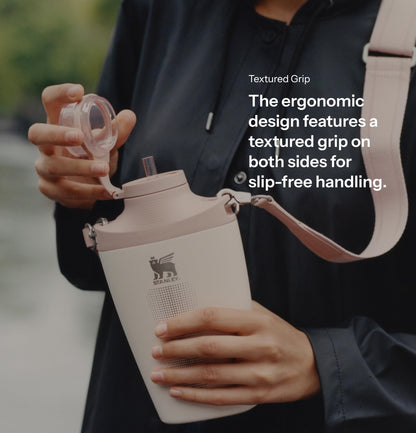 Stanley Cross Bottle 23 oz | Travel Water Bottle with Jacquard Strap | Leakproof Tritan Lid with Removable Straw | Insulated Stainless Steel | BPA-Free | Rose Quartz