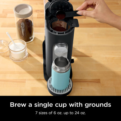 Ninja PB040C Single Server Coffee Maker, Compatible with 62oz K-Cup Pods, Iced Coffee Reservoir, Black