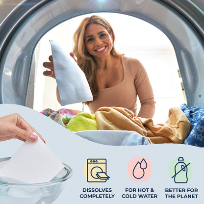 Miss Mouth's Messy Eater Laundry Detergent Sheets - Laundry Detergent, Hypoallergenic, Sensitive Skin Safe, Pediatrician and Dermatologist Tested, Fragrance Free, Travel Friendly
