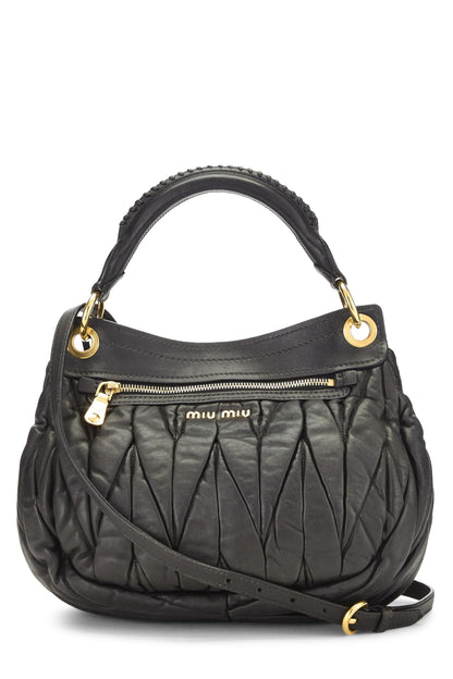 Miu Miu, Pre-Loved Black Calfskin Buckle Hobo Small, Black