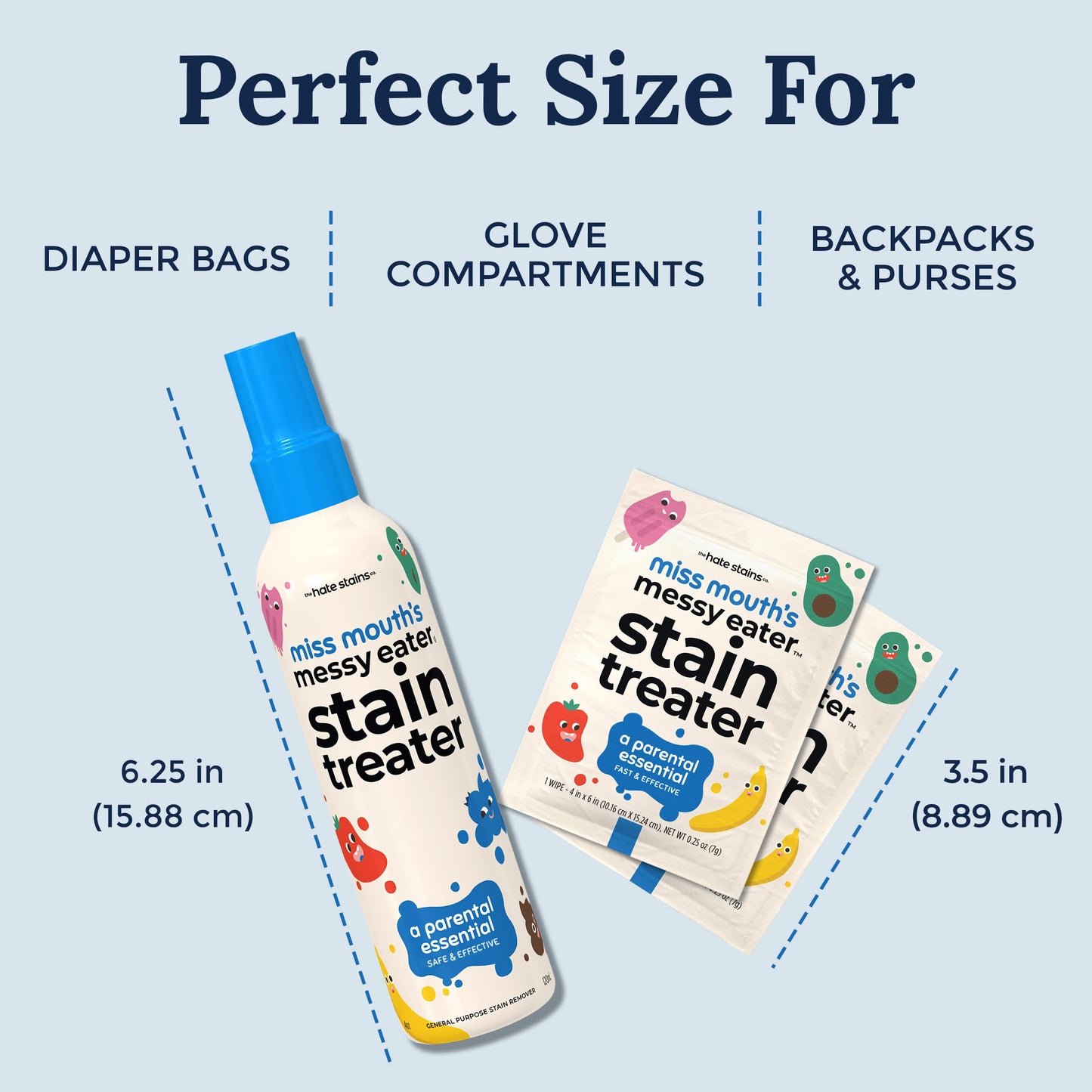 Miss Mouth's Messy Eater Stain Treater Spray - 4oz & 10 Wipes Stain Remover - Newborn & Baby Essentials - No Dry Cleaning Food, Grease, Coffee Off Laundry, Underwear, Fabric