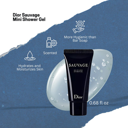 Dior Sauvage Perfume for Men – Mini Fragrance Gift Set EDP & Shower Gel Duo Travel Set