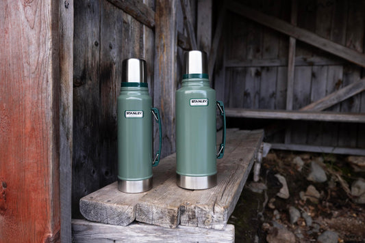 Stanley Heritage Classic Vacuum Bottle with Handle 2.0 qt | Wide Mouth with Leakproof Cup Lid | Keep Drinks Hot or Cold for Travel | Insulated Stainless Steel Thermos | BPA-Free | Hammertone Green
