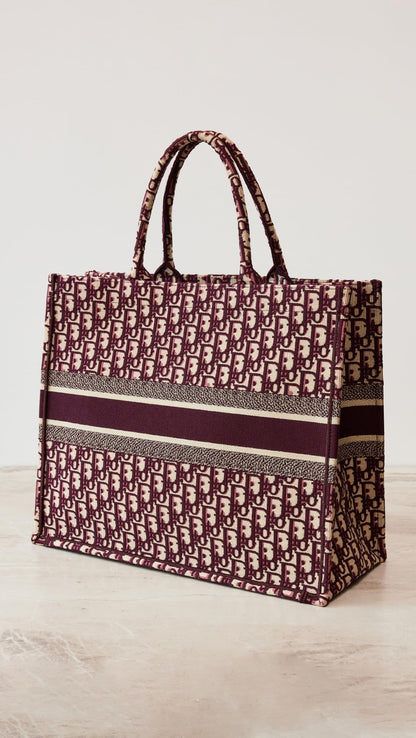 Dior Women's Pre-Loved Large Book Tote, Oblique, Red, One Size