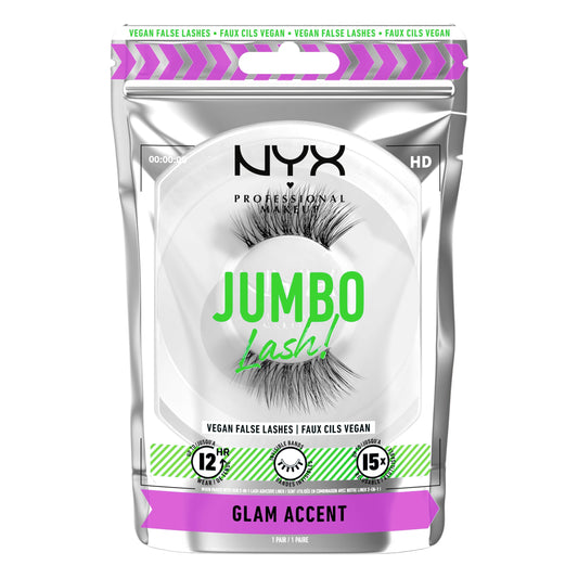 NYX PROFESSIONAL MAKEUP Jumbo Lash! Vegan False Eyelashes, Up to 12HR Wear, Reusable Fake Lashes - Glam Accent
