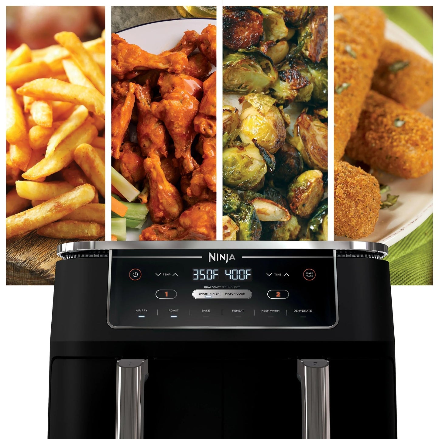 Ninja R-AD300CO Foodi 6-in-1 10-qt. XL 2-Basket Air Fryer with DualZone Technology, Black - Certified Refurbished