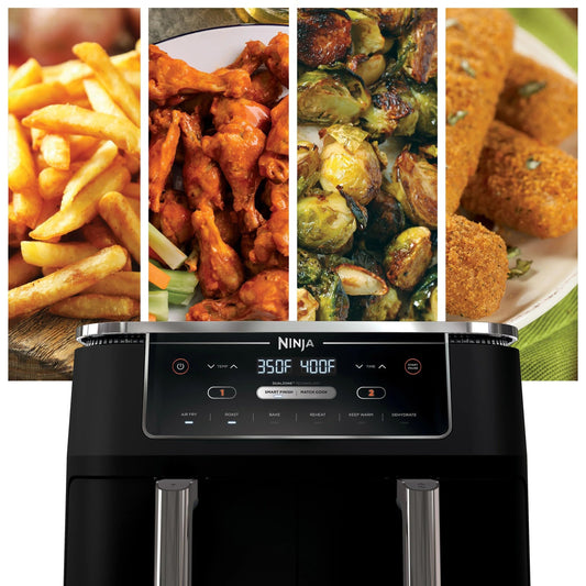 Ninja R-AD300CO Foodi 6-in-1 10-qt. XL 2-Basket Air Fryer with DualZone Technology, Black - Certified Refurbished