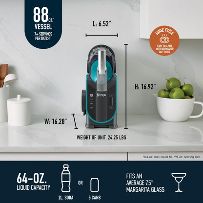 Ninja SLUSHi Professional Frozen Drink Maker with RapidChill Technology, 88 oz. Frozen Drink & Slushie Machine, 2 Preset Programs, Frozen Margaritas, and More, Premium Accents, Teal, FS299