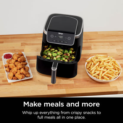Ninja Air Fryer Pro 4-in-1 Capacity 5 m2 (4.7 Litres) Outdoor Roast, BBQ, Heating, Drainage, BBQ, Air Crisp Technology, Non-stick Basket and Crispy Griddle, Grey
