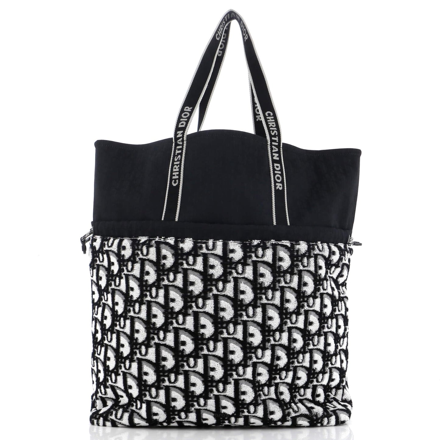 Christian Dior, Pre-Loved Reversible Tote Oblique Terry Cotton and Oblique Technical Nylon, Black