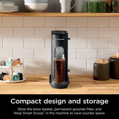 Ninja PB040C Single Server Coffee Maker, Compatible with 62oz K-Cup Pods, Iced Coffee Reservoir, Black