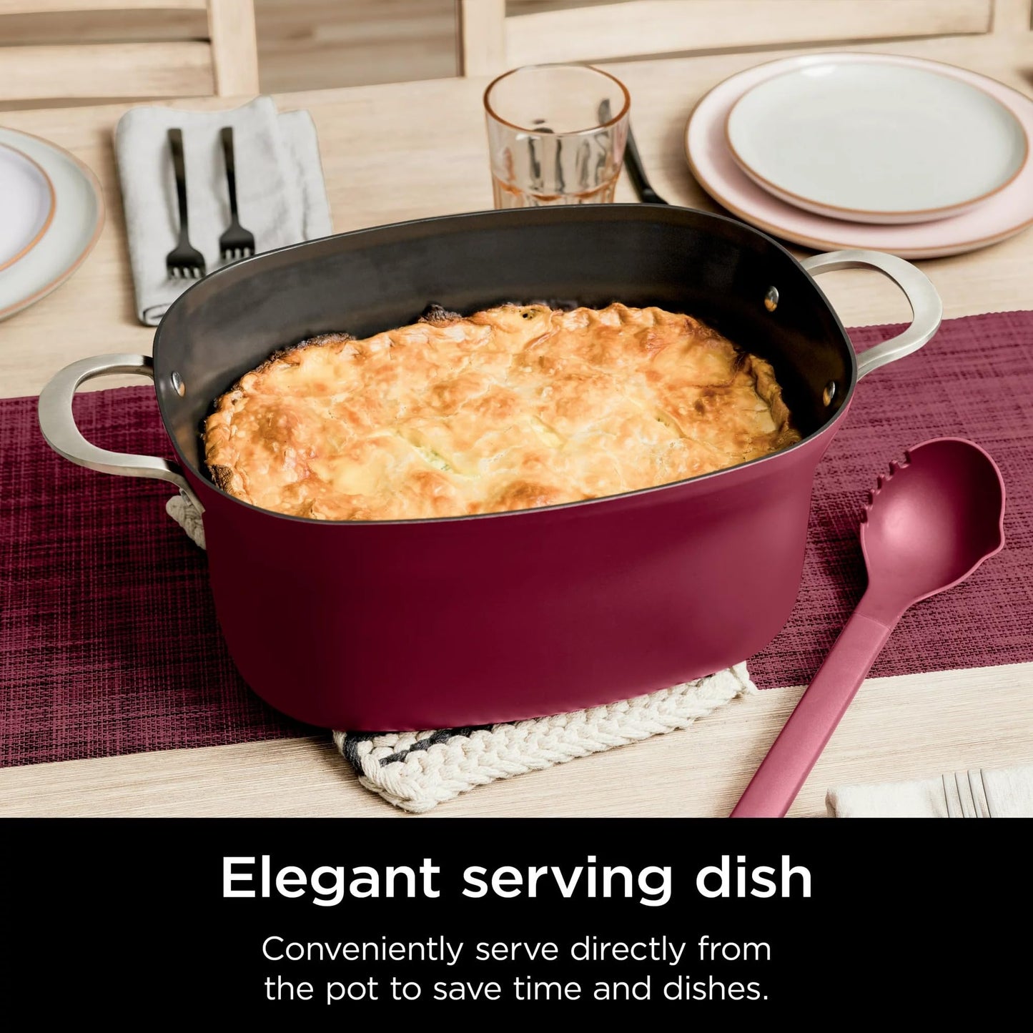 Ninja MC1000 Foodi PossibleCooker 8.5 Quart Multi-Cooker,with 4-in-1 Slow Cooker,Dutch Oven & More,Glass Lid & Integrated Spoon,Nonstick,Oven Safe Pot to 500°F,Cherry Tarte (Renewed) (CRT2NJMC1000RB)
