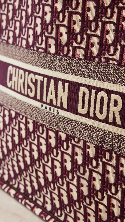 Dior Women's Pre-Loved Large Book Tote, Oblique, Red, One Size