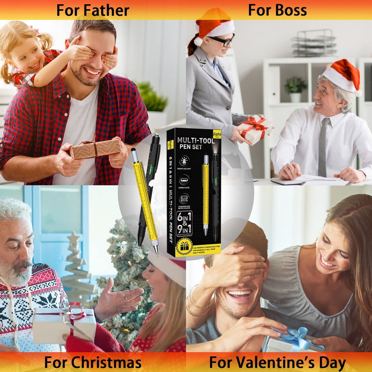Gifts for Men, Multitool Pen Set 2pcs Multi-Tool Pens, Birthday Gifts for Men Dad Gifts for Dad Husband from Daughter Son Wife, Cool EDC Gadgets for Mens Anniversary Graduation Gifts for Him Boyfriend