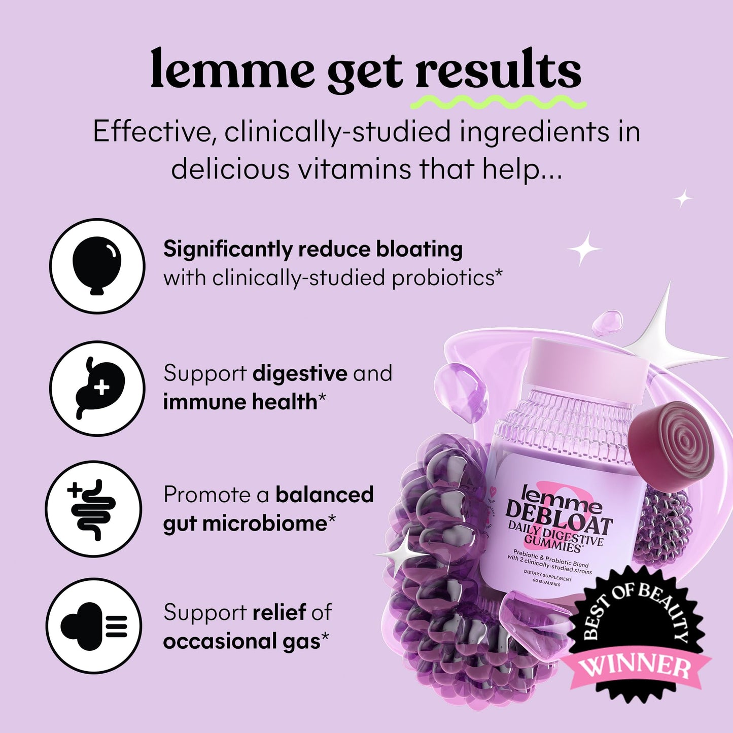Lemme Sleep & Debloat Bundle - Sleep Gummies, a Drug-Free Nighttime Aid & Debloat Gummies for Digestive & Gut Health, Probiotics & Prebiotics - Gluten Free, Gelatin Free, Non-GMO - 60 Ct. Each