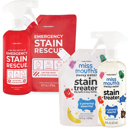 Miss Mouth's Messy Eater Stain Treater and Emergency Stain Rescue 16oz Bottle and Refill Bundle