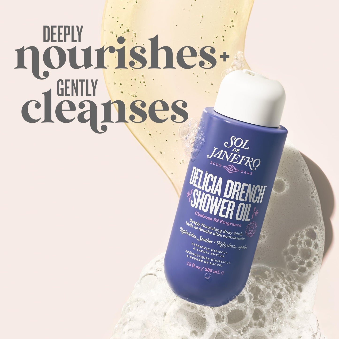 Sol de Janeiro Moistuizing Shower Duo | Delicia Drench Shower Oil & Beija Flor Elasti Body Wash | Cheirosa 59 & 68 | 13 fl oz. | Amazon Exclusive