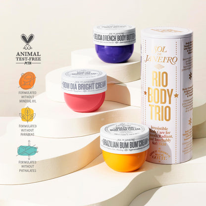 SOL DE JANEIRO Rio Trio Body Cream Discovery Set - Brazilian Bum Bum Cream, Delicia Drench Body Butter, Bom Dia Bright 50 ml - Amazon Exclusive