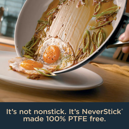Ninja Ceramic Pro 10.25" Fry Pan, Non-Stick Pan, PTFE Free, Ceramic Coated, Stainless Steel Handle, Stove to Oven Safe to 660°F, All Stovetops & Induction Compatible, Midnight Blue, CW30026MM