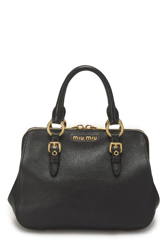 Miu Miu, Pre-Loved Black Calfskin Convertible Top Handle Bag, Black