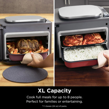 Ninja SFP700 Combi All-in-One Multicooker, Oven, & Air Fryer, 10-in-1 Functions, 15-Min Meals, Digital Display, Stainless Steel (Renewed), 14.92 x 15.43 x 13.11