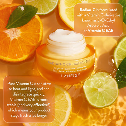 LANEIGE Radian-C Cream: Brightening Moisturizer with Vitamin C & E for Dark Spots, Dullness, & Radiant Skin, Hypoallergenic & Dermatologist-Tested