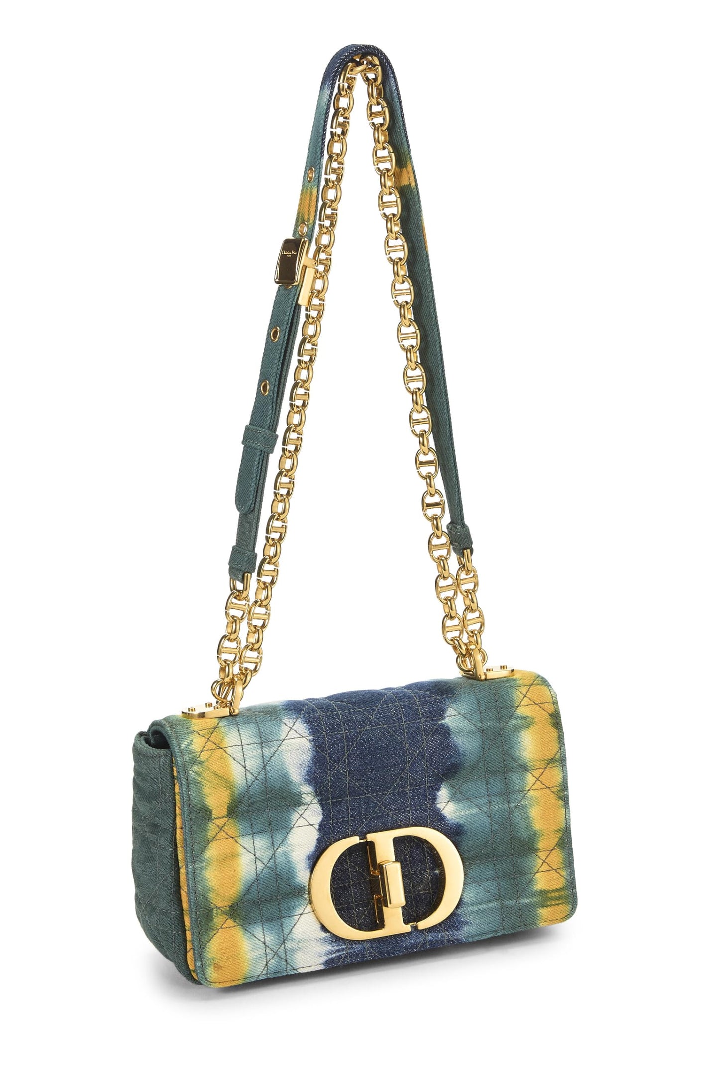 Dior, Pre-Loved Multicolor Cannage Denim Caro Bag Small, Multi