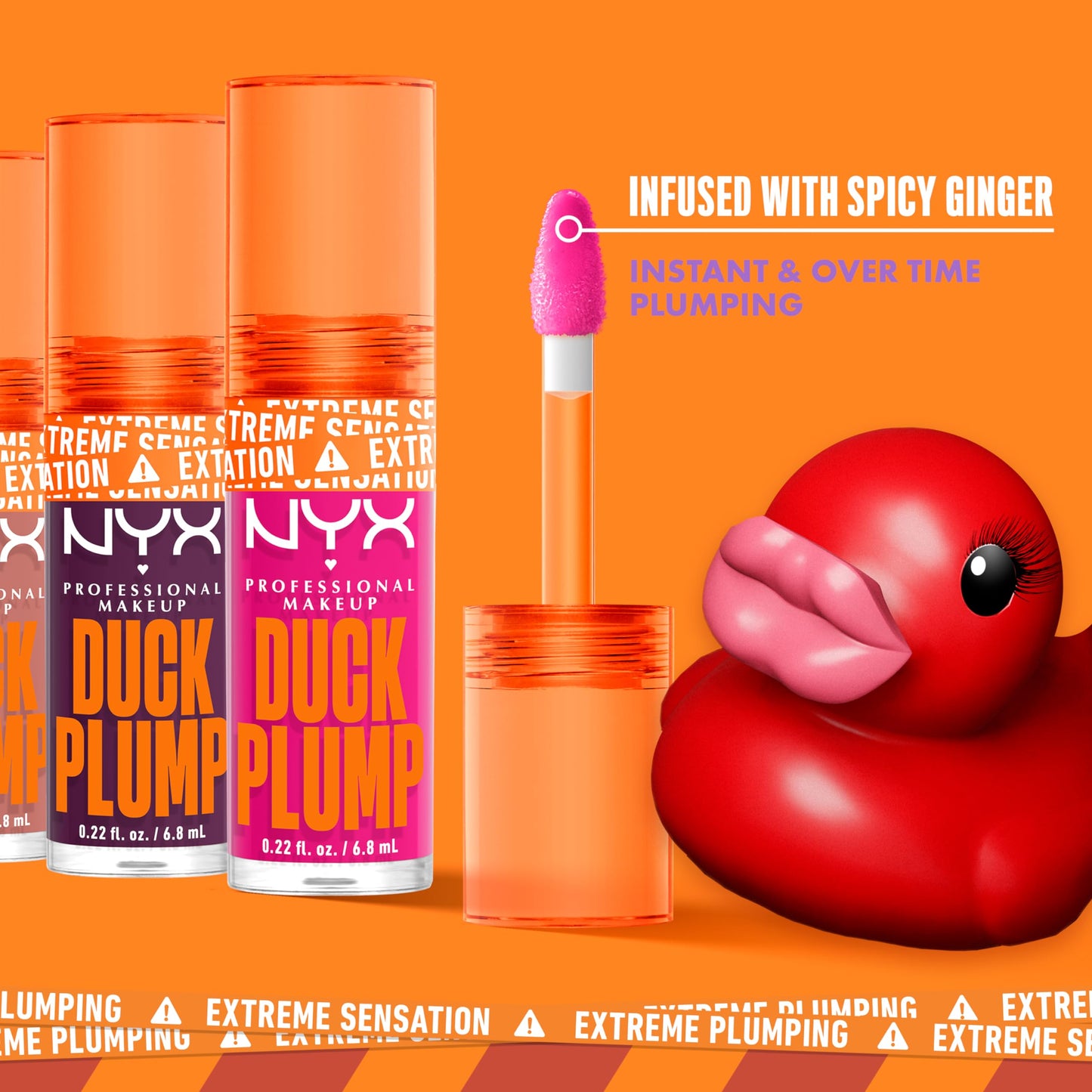 NYX PROFESSIONAL MAKEUP Duck Plump High Pigment Lip Gloss, Lip Plumper Gloss with Spicy Ginger - Bangin Bare