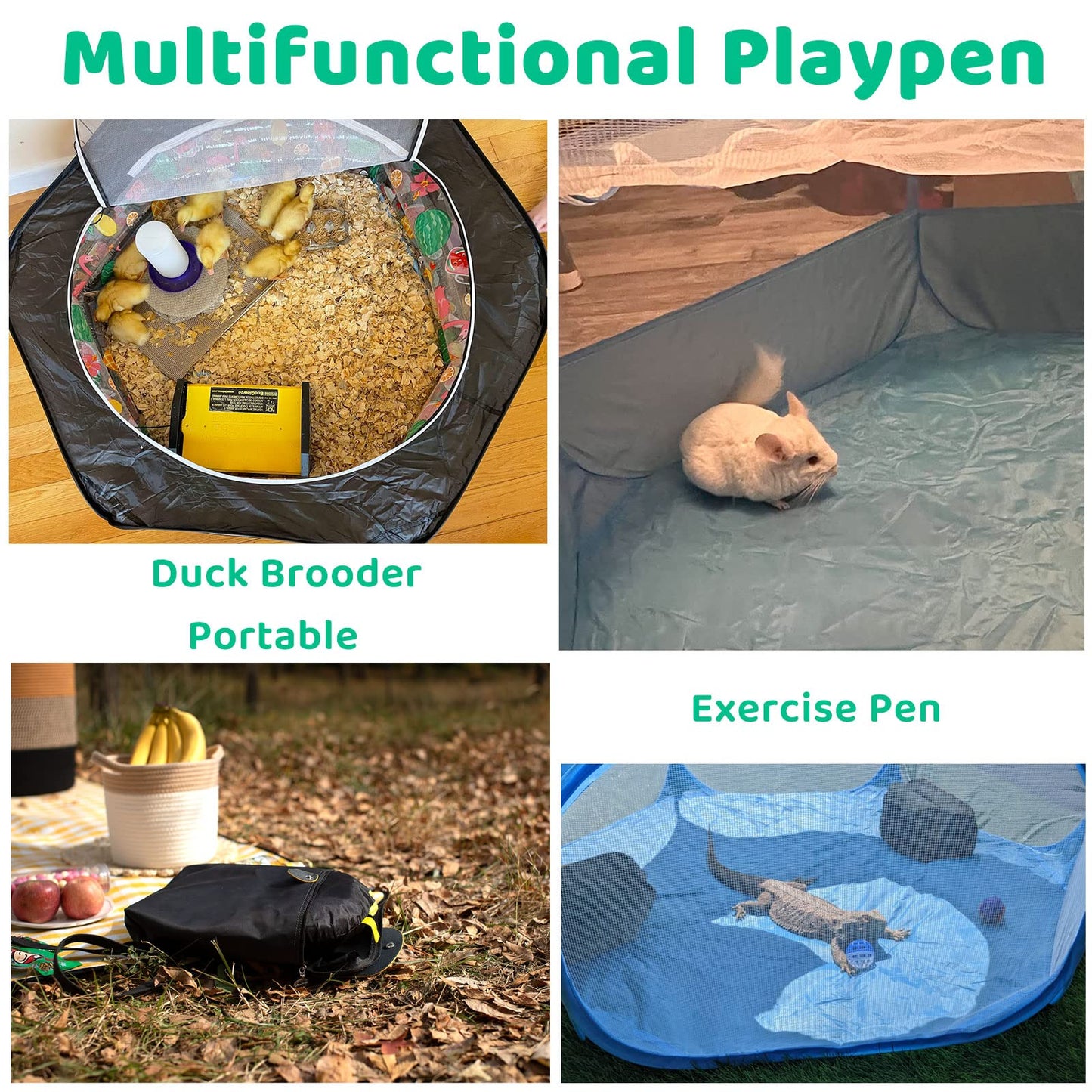 Amakunft Guinea Pig Playpen with Cover, Bunny Playpen with Top, Rabbit Pop Up Playpen with Roof, Small Animal Play Pen Indoor, for Ferret/Chinchilla/Bearded Dragon/Kitten (Black)
